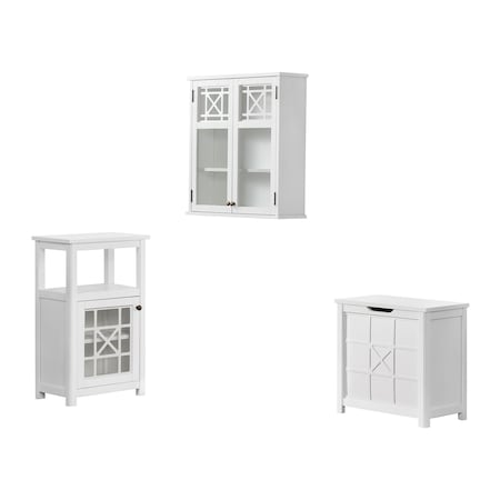 Alaterre Furniture Derby 3-Piece Bathroom Set with Wall Mounted Bath Cabinet, Hamper, and Floor Cabinet ANDE7678WH